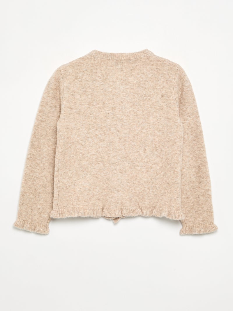 Cárdigan con acabados fruncidos Beige - Kiabi