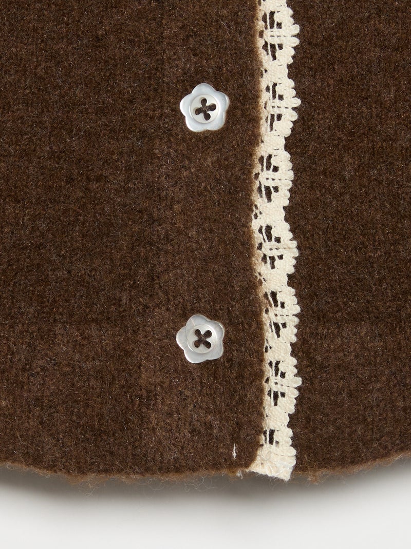 Cárdigan con bordes de encaje fino Marron - Kiabi