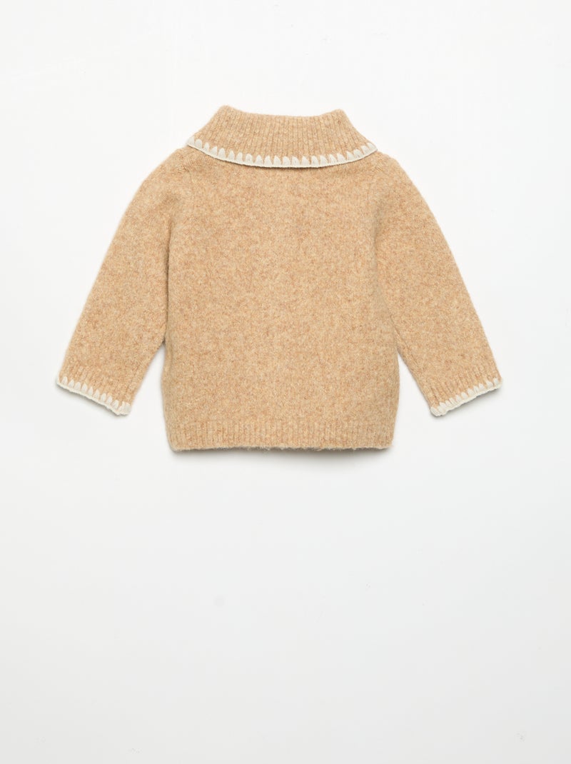 Cárdigan con bordes de fantasía contrastados Beige - Kiabi