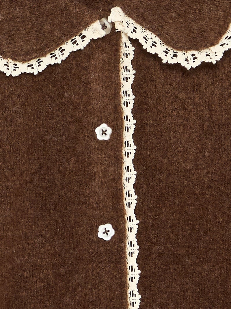 Cárdigan con botones decorativos y cuello Claudine Marron - Kiabi