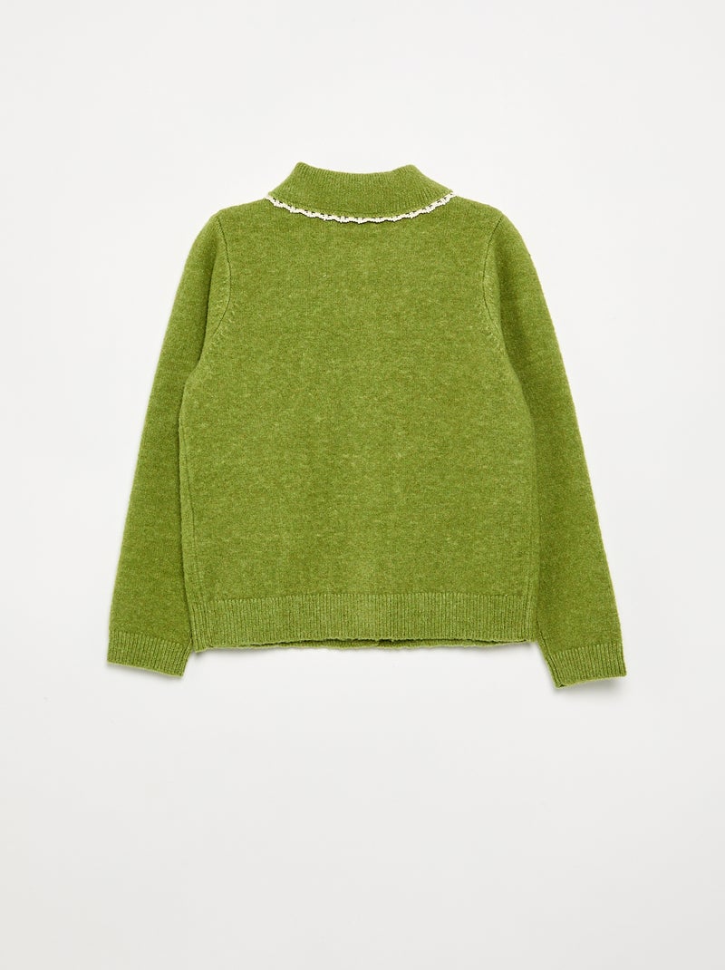 Cárdigan con botones decorativos y cuello Claudine Verde - Kiabi