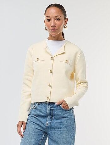 Cárdigan con botones dorados de punto texturizado