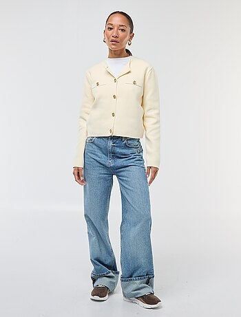 Cárdigan con botones dorados de punto texturizado