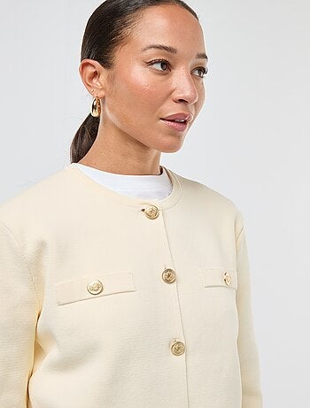 Cárdigan con botones dorados de punto texturizado