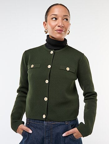 Cárdigan con botones dorados de punto texturizado