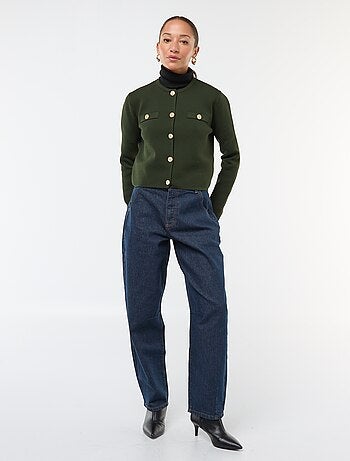 Cárdigan con botones dorados de punto texturizado