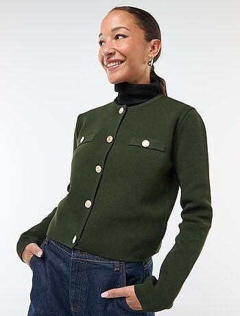 Cárdigan con botones dorados de punto texturizado