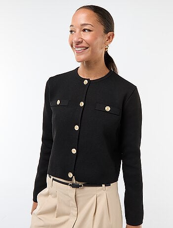 Cárdigan con botones dorados de punto texturizado