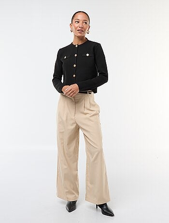 Cárdigan con botones dorados de punto texturizado