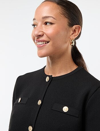 Cárdigan con botones dorados de punto texturizado