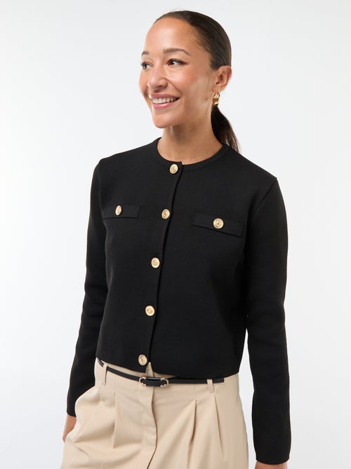 Cárdigan con botones dorados de punto texturizado - Kiabi