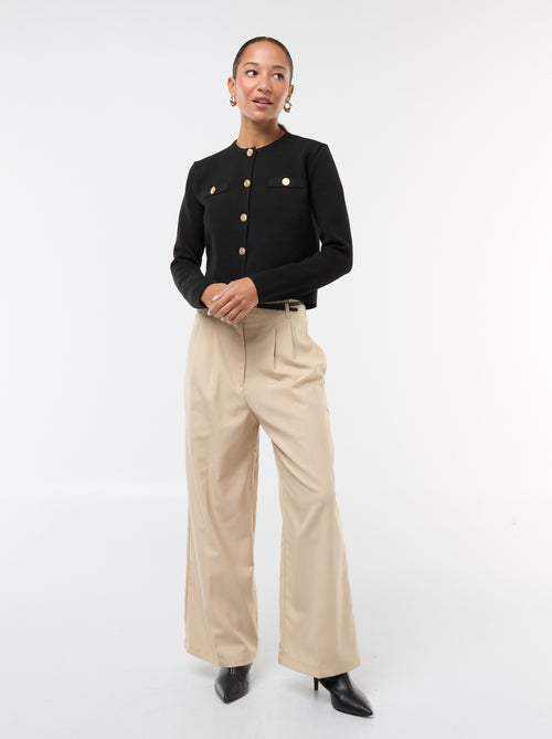 Cárdigan con botones dorados de punto texturizado - Kiabi