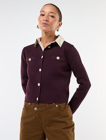 Cárdigan con botones dorados de punto texturizado