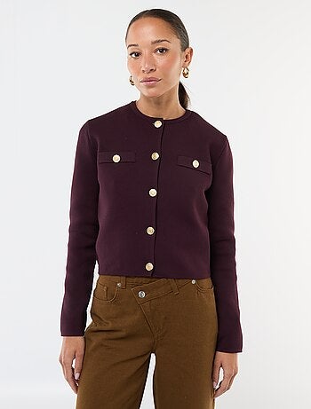 Cárdigan con botones dorados de punto texturizado