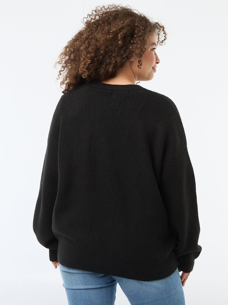 Cárdigan con botones en forma de corazón Negro - Kiabi