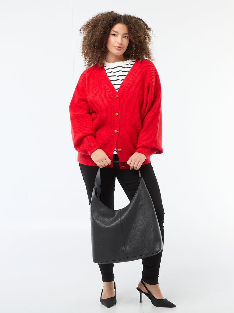 Cárdigan con botones en forma de corazón Rojo - Kiabi