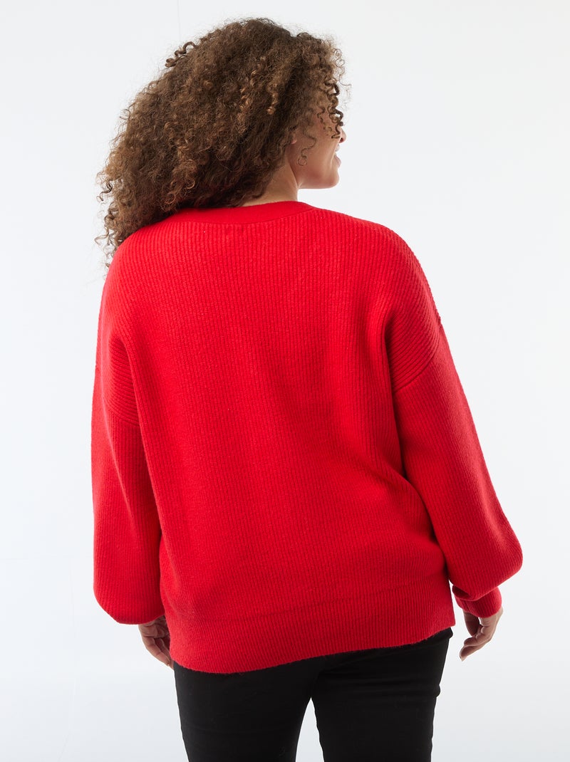 Cárdigan con botones en forma de corazón Rojo - Kiabi