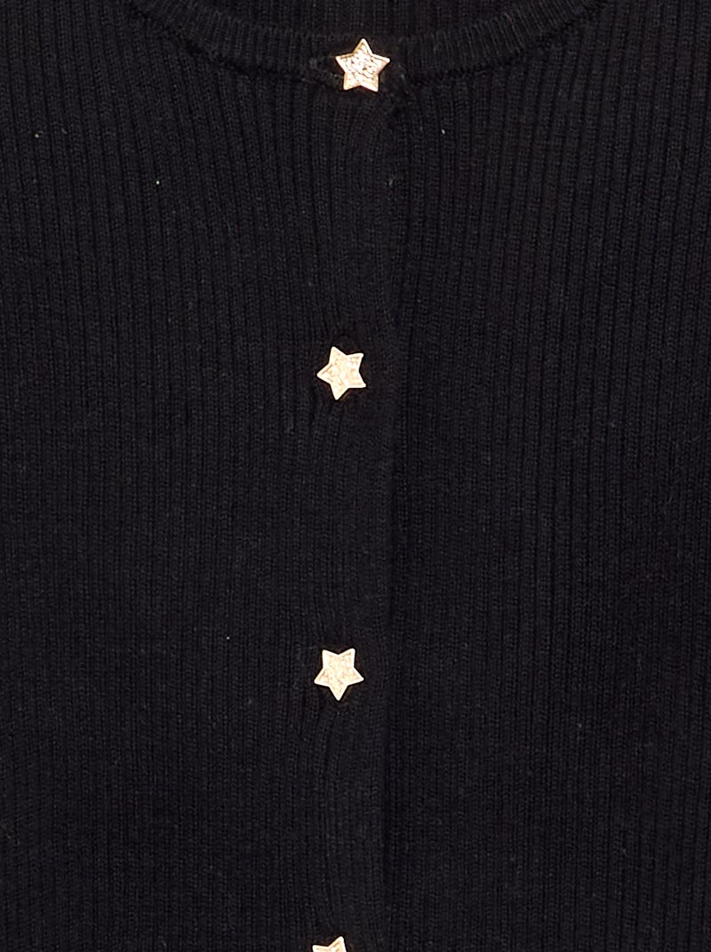 Cárdigan con botones en forma de estrella Negro - Kiabi