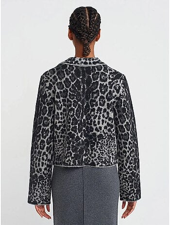 Cárdigan con botones en jacquard de leopardo dilvin
