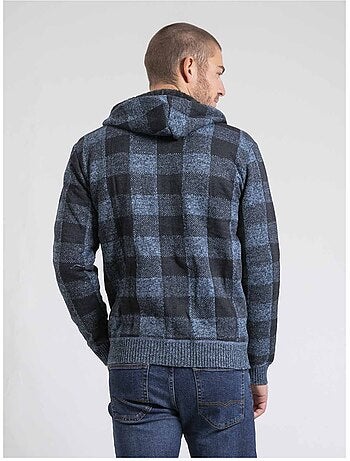 Cárdigan con capucha de cuadros forrado sherpa LAMACAO