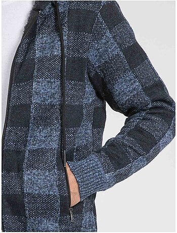 Cárdigan con capucha de cuadros forrado sherpa LAMACAO