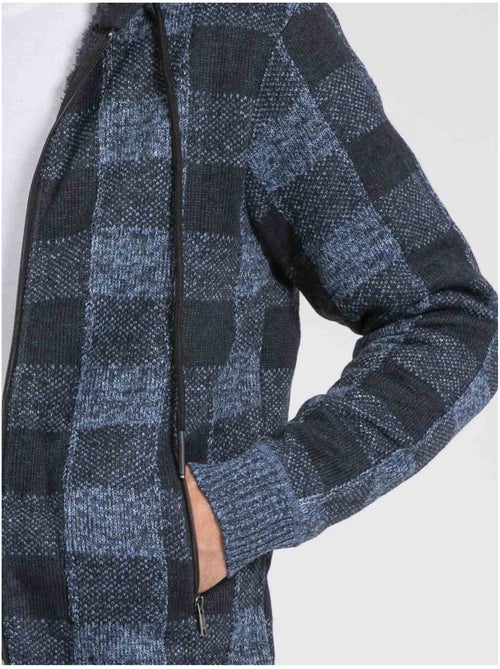 Cárdigan con capucha de cuadros forrado sherpa LAMACAO - Kiabi