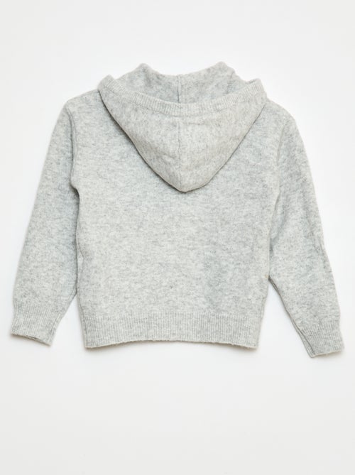 Cárdigan con capucha de punto jaspeado - Kiabi