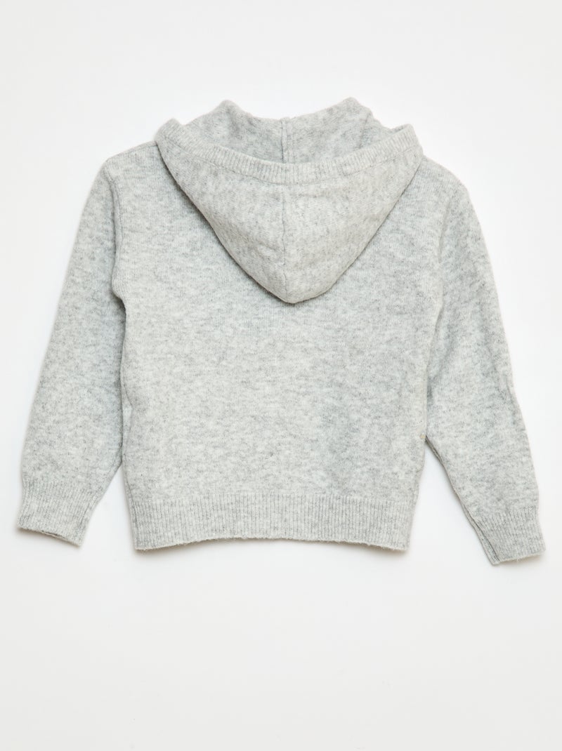 Cárdigan con capucha de punto jaspeado Gris - Kiabi