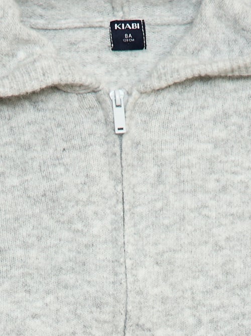 Cárdigan con capucha de punto jaspeado - Kiabi