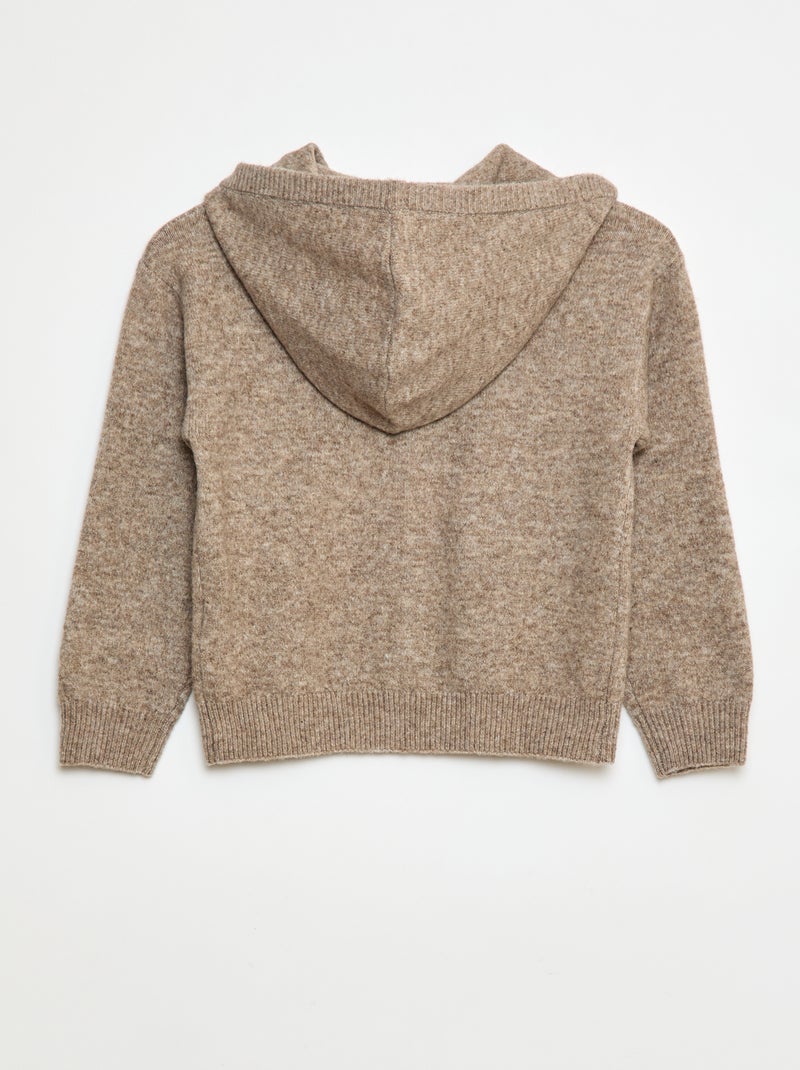 Cárdigan con capucha de punto jaspeado Gris - Kiabi