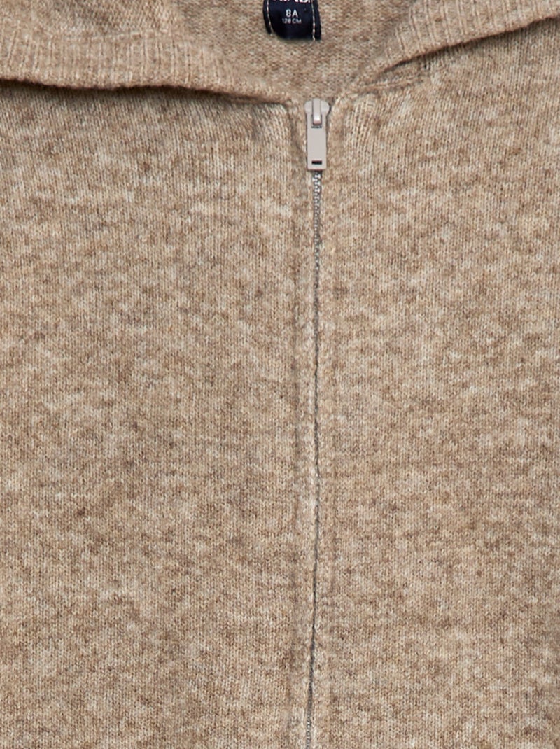 Cárdigan con capucha de punto jaspeado Gris - Kiabi