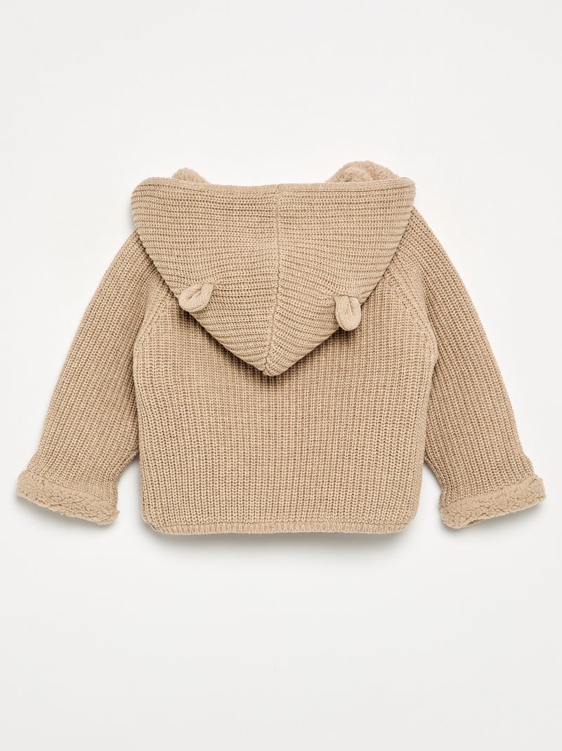 Cárdigan con capucha e interior de borreguito Beige - Kiabi