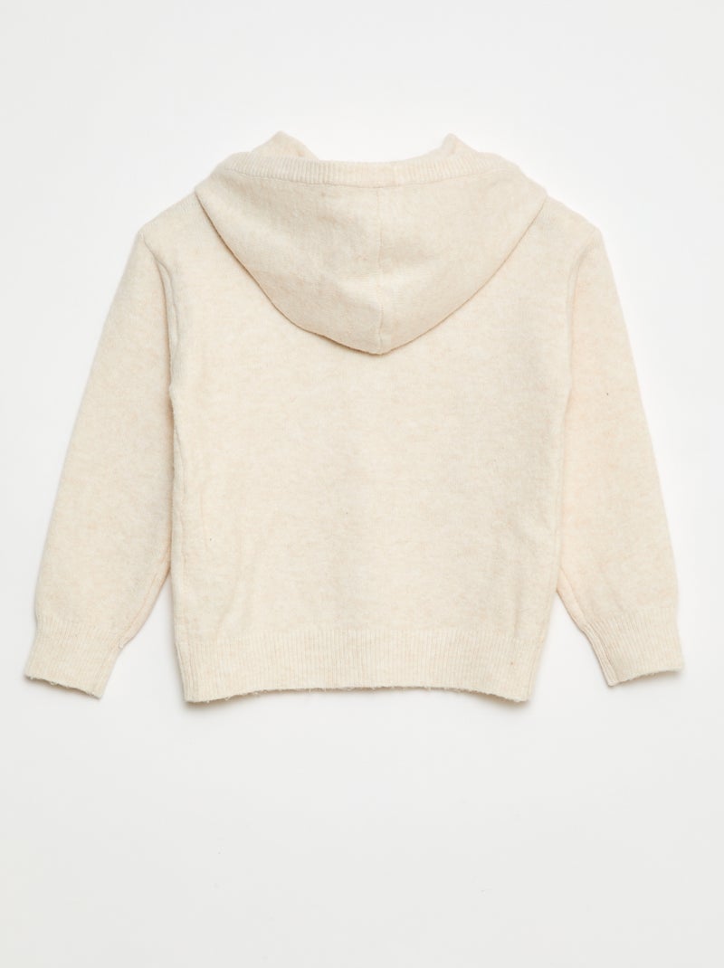Cárdigan con capucha en punto jaspeado Beige - Kiabi