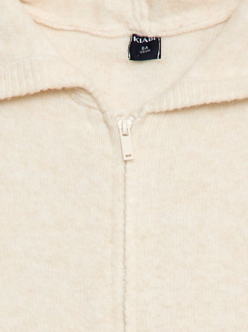 Cárdigan con capucha en punto jaspeado Beige - Kiabi