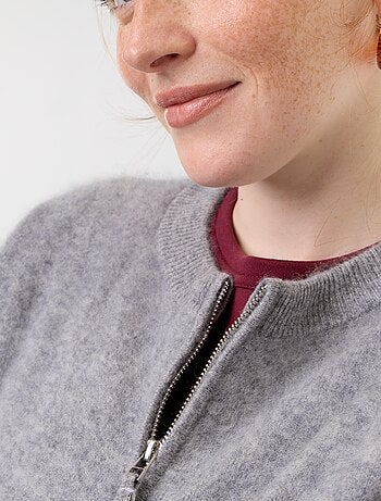Cárdigan con cremallera 100% lana - Premium