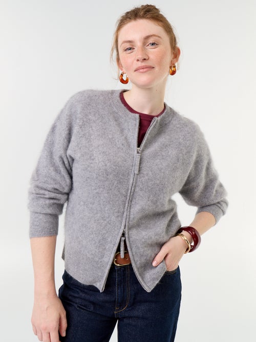 Cárdigan con cremallera 100% lana - Premium - Kiabi