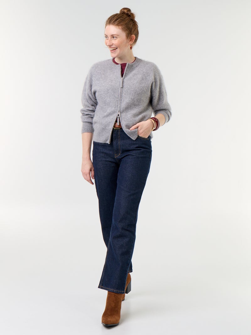 Cárdigan con cremallera 100% lana - Premium Gris - Kiabi