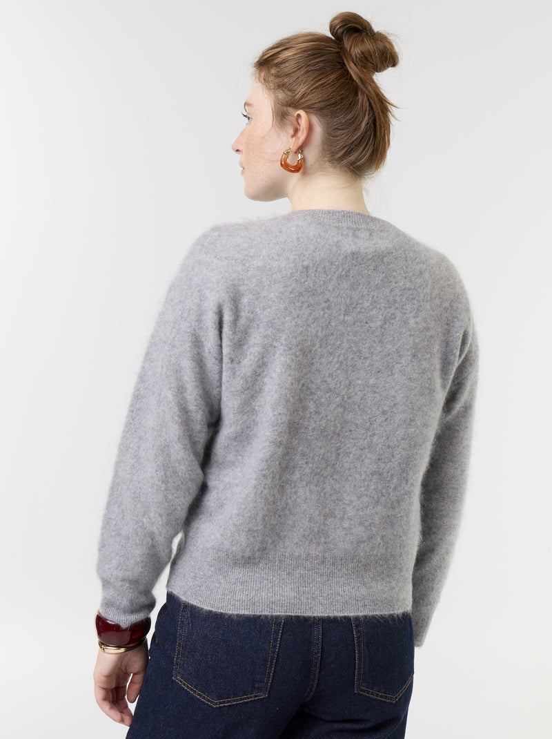 Cárdigan con cremallera 100% lana - Premium Gris - Kiabi