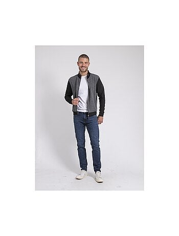 Cárdigan con cremallera cuello alto bimaterial WILOFTI