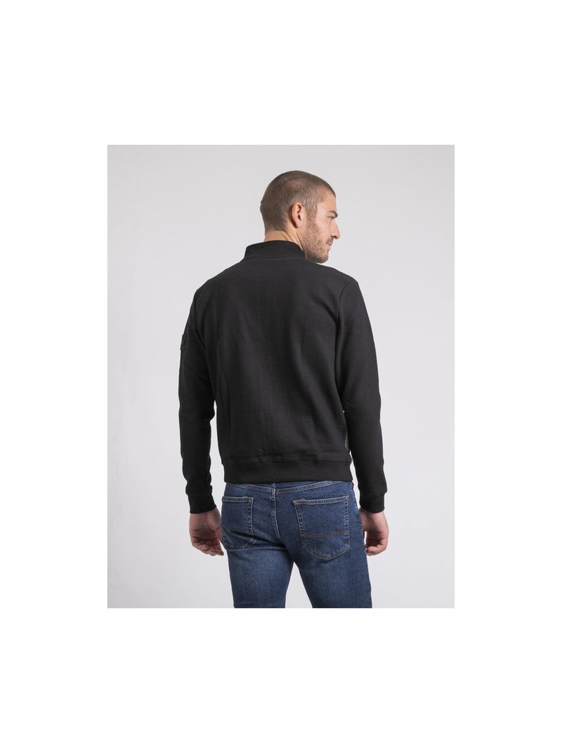 Cárdigan con cremallera cuello alto bimaterial WILOFTI Negro - Kiabi