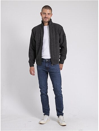 Cárdigan con cremallera cuello alto de puro algodón LITRITON