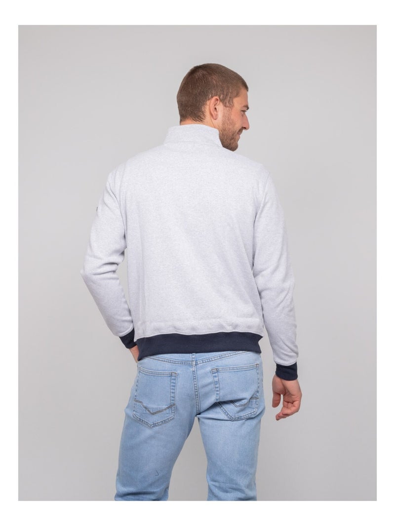 Cárdigan con cremallera de algodón WISLAND Gris jaspeado - Kiabi