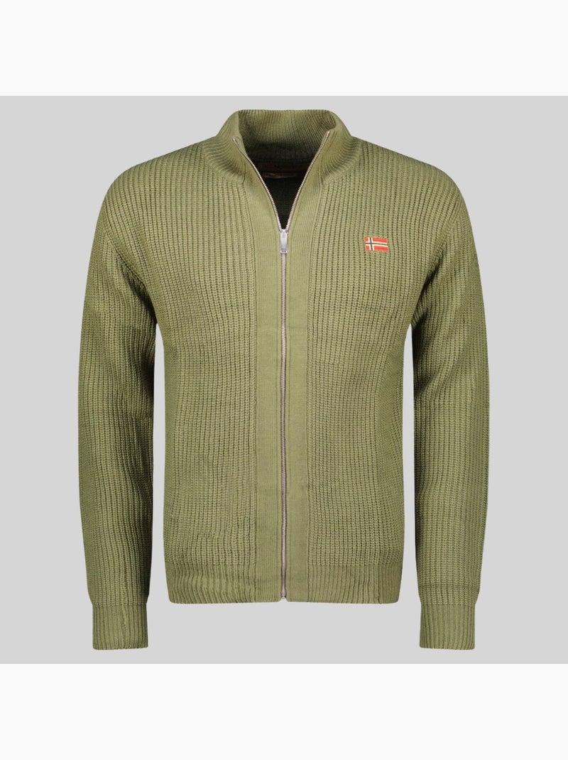 Cárdigan con cremallera flexible – geographical norway Verde oliva - Kiabi