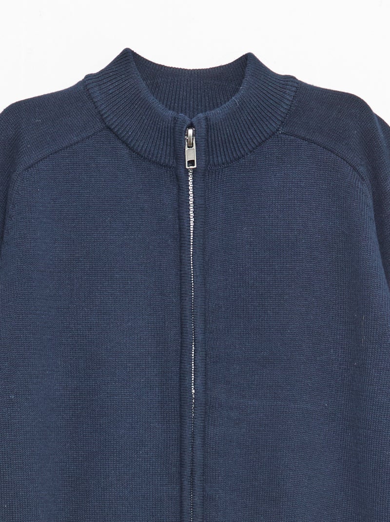 Cárdigan con cremallera y cuello alto Azul - Kiabi