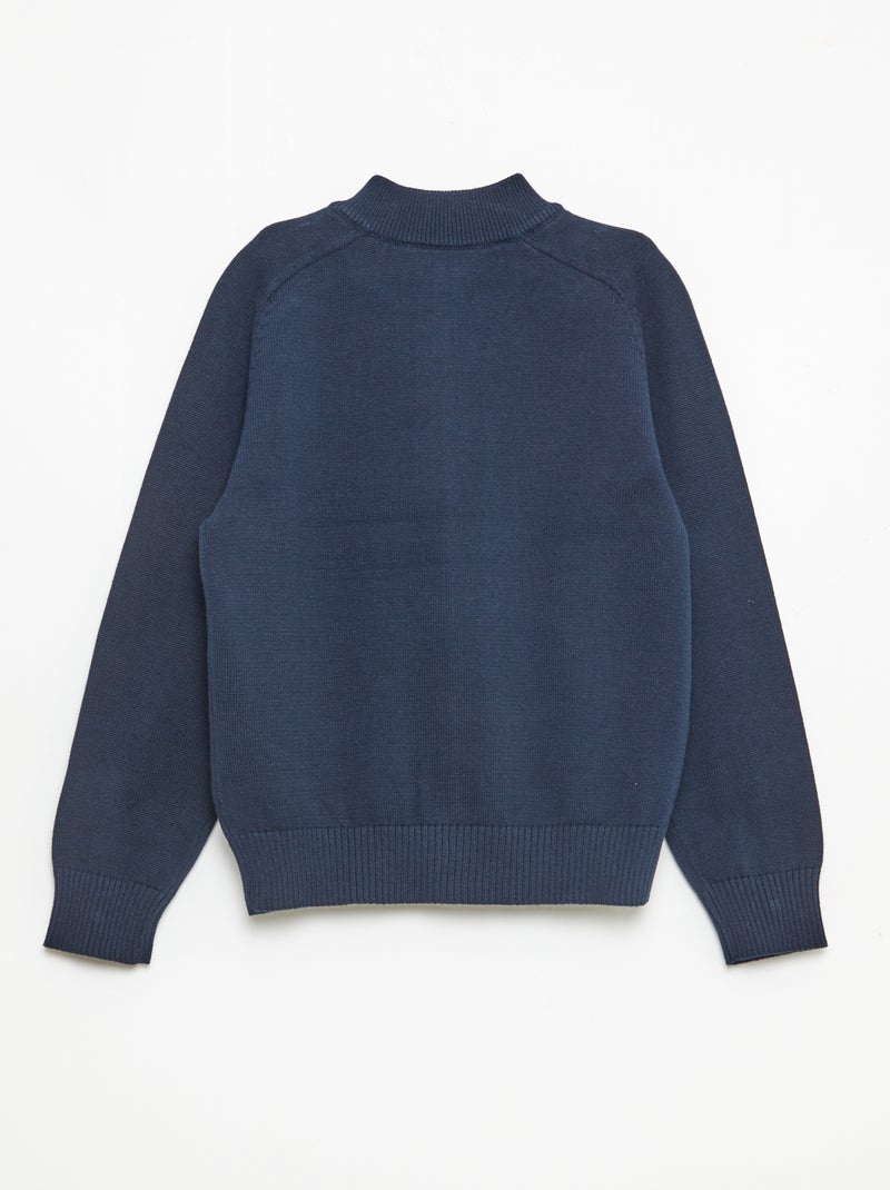 Cárdigan con cremallera y cuello alto Azul - Kiabi