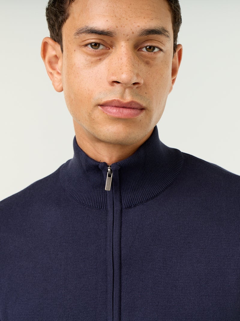 Cárdigan con cremallera y cuello alto Azul - Kiabi