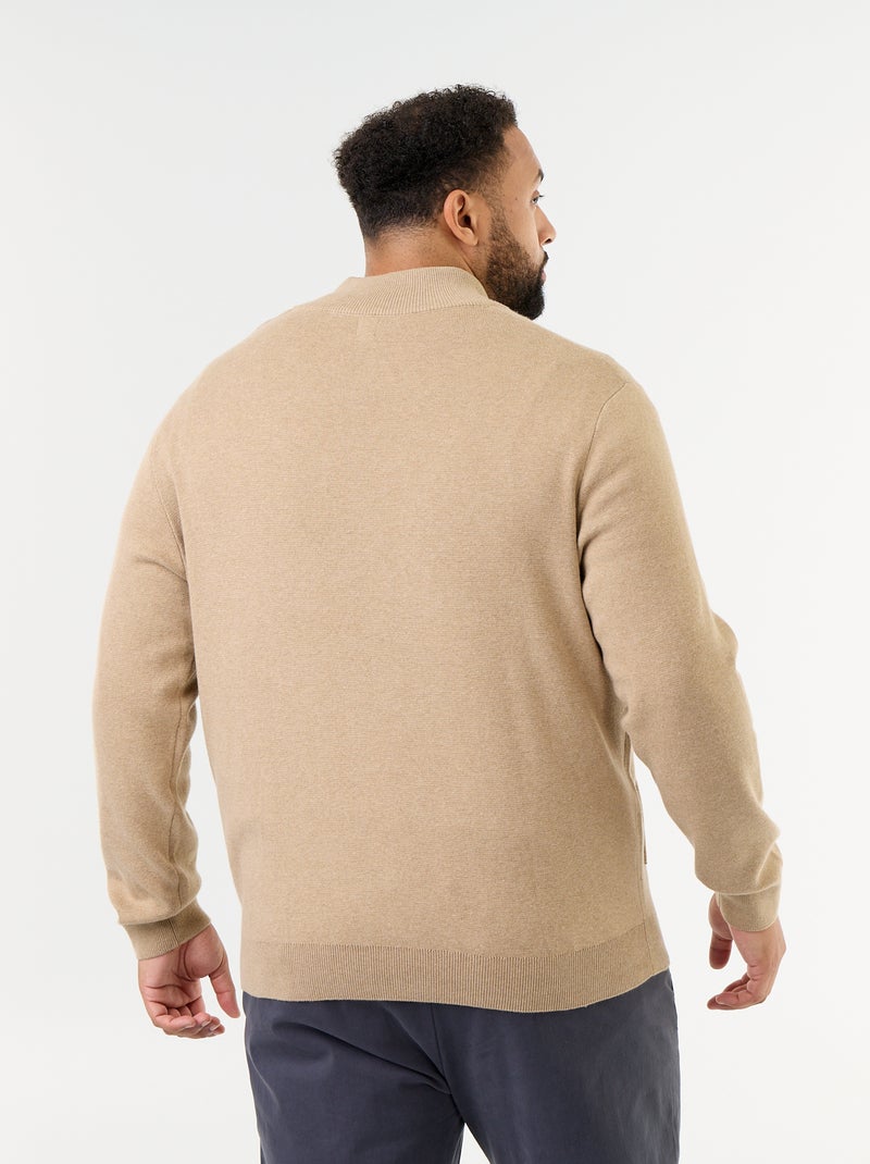 Cárdigan con cremallera y cuello alto Beige - Kiabi
