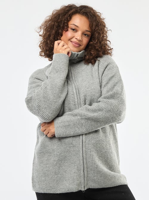 Cárdigan con cremallera y cuello alto - Kiabi