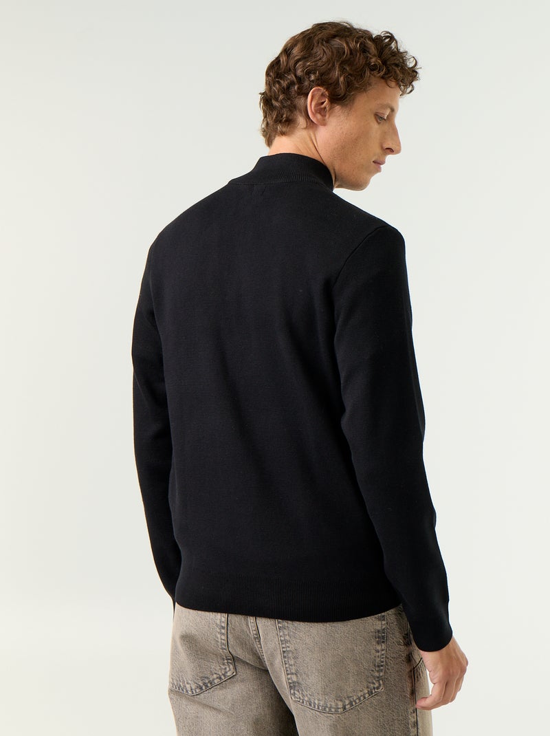 Cárdigan con cremallera y cuello alto Negro - Kiabi