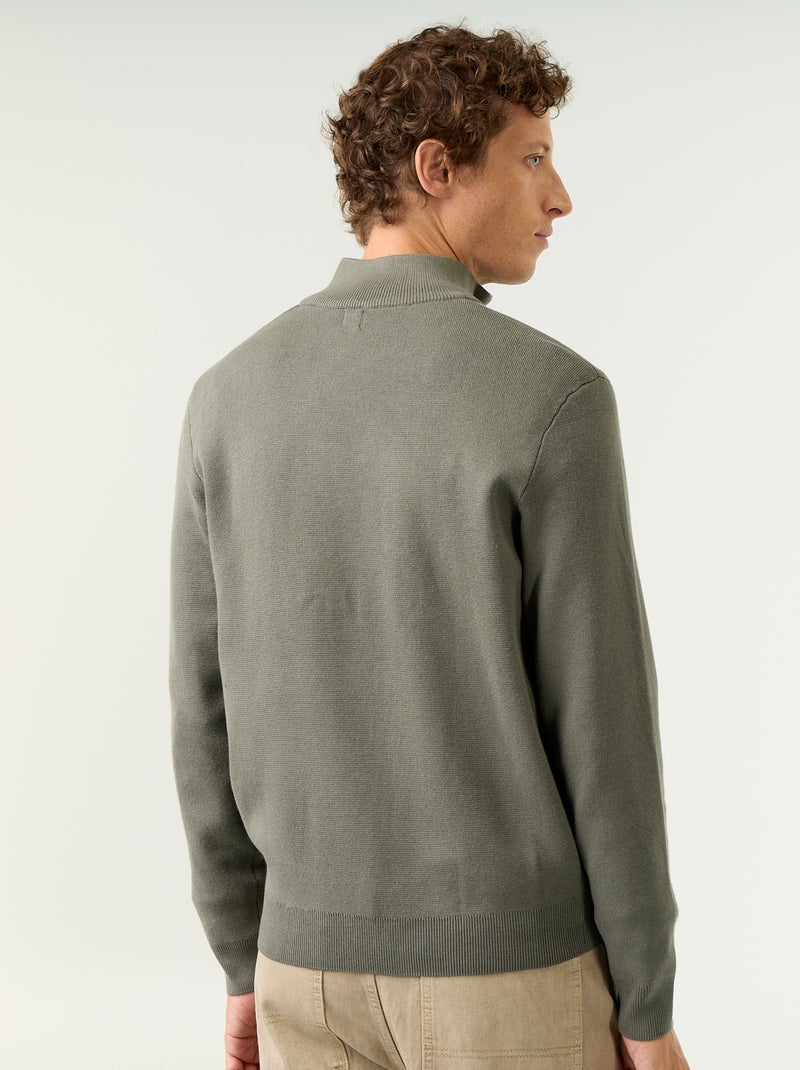 Cárdigan con cremallera y cuello alto Verde - Kiabi